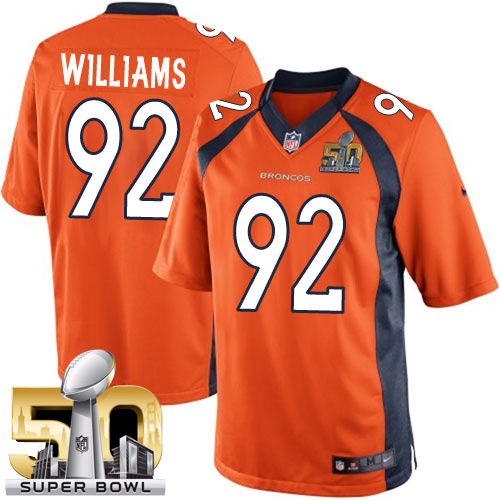 Men's Limited Sylvester Williams Super Bowl L Nike Jersey Orange Home - #92 NFL Denver Broncos